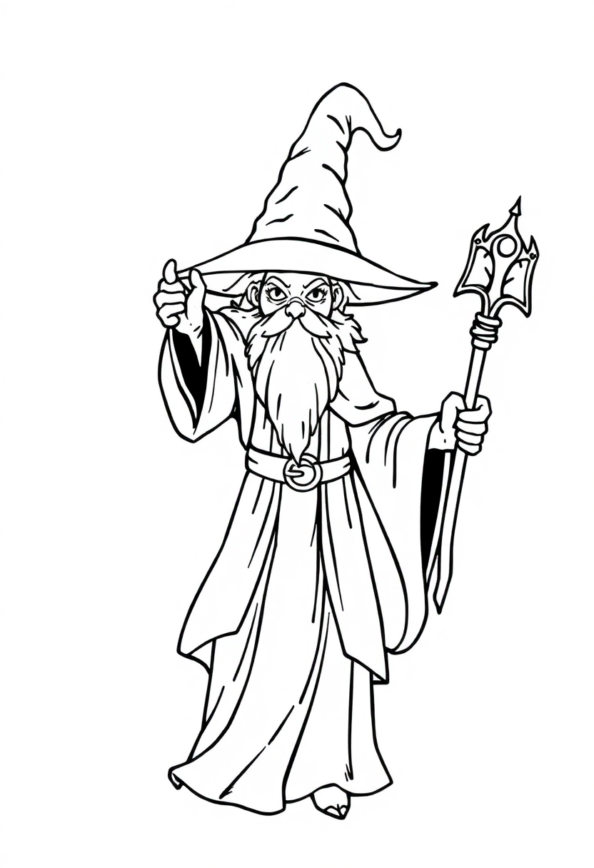 Wizard coloring page, free printable