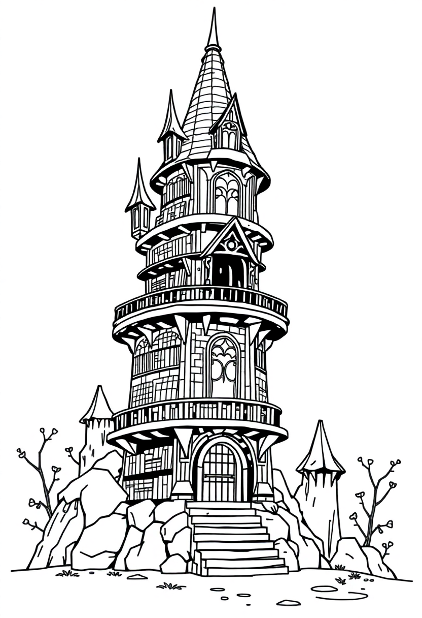 Wizard Tower Library coloring pages