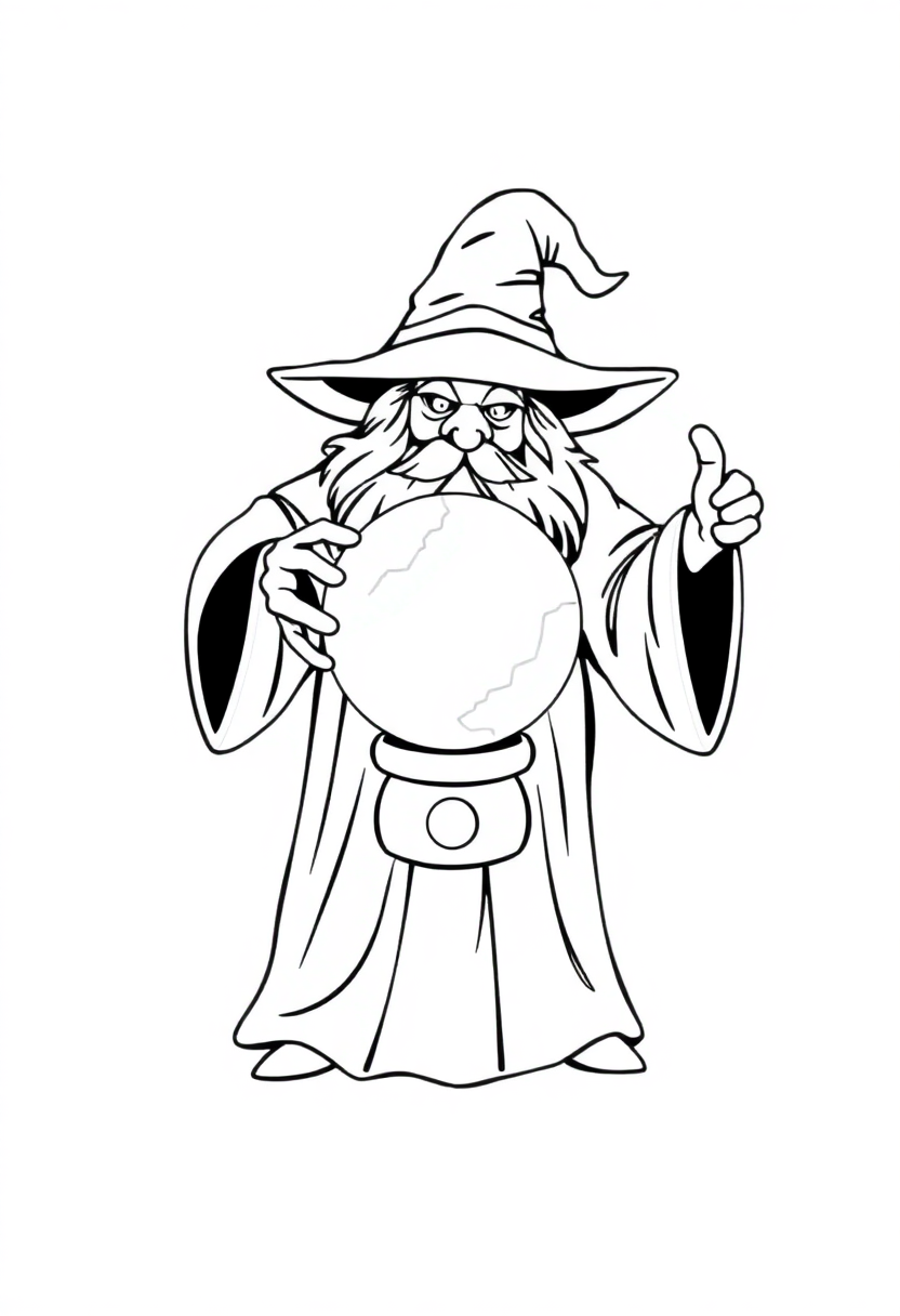 Wizard With Crystal Ball coloring pages