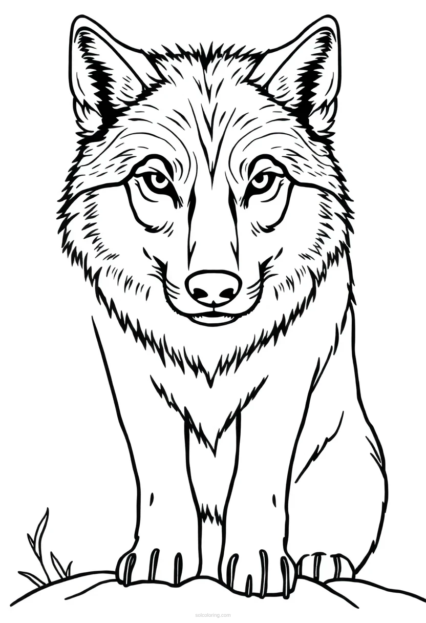 Wolf coloring page for kids