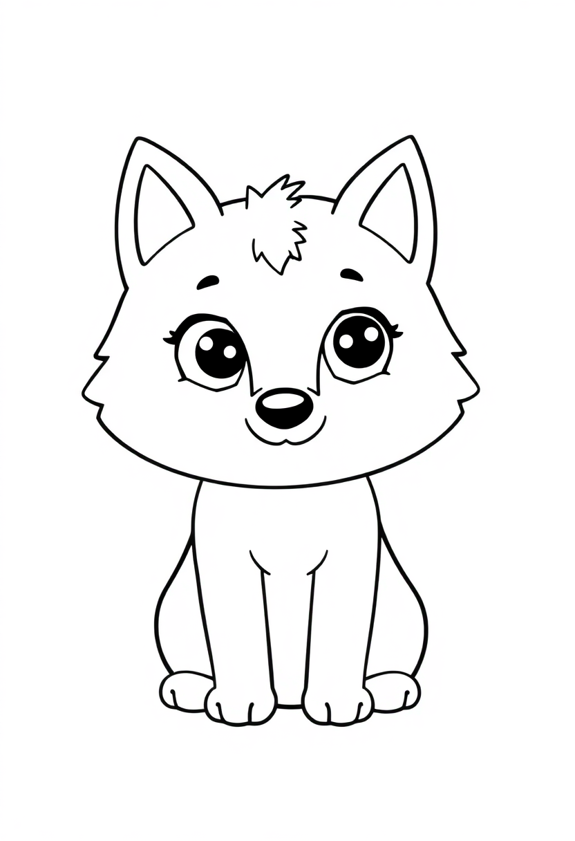 Wolf coloring page, free printable