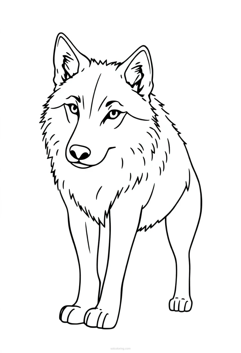 Wolf coloring page for kids