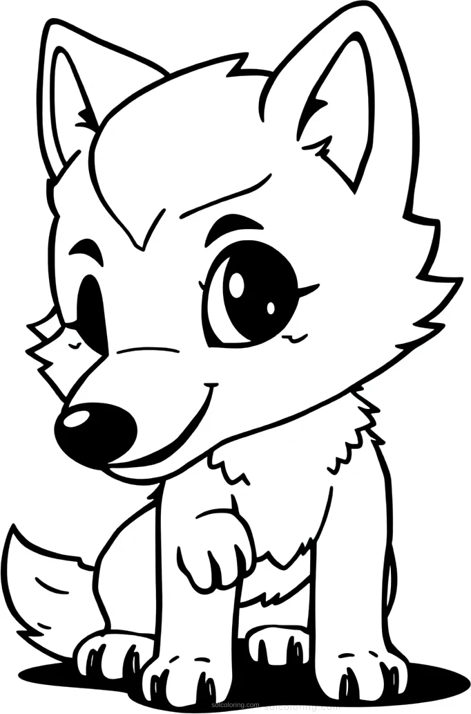 Wolf Pup Learning To Hunt coloring page for kids