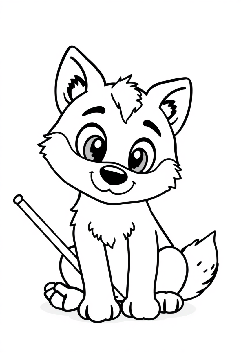 Wolf Pup Learning to Hunt coloring page, free printable