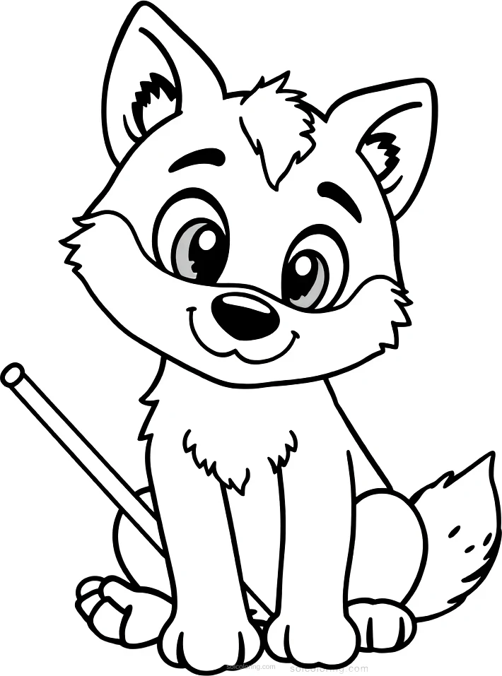 Wolf Pup Learning To Hunt coloring page for kids