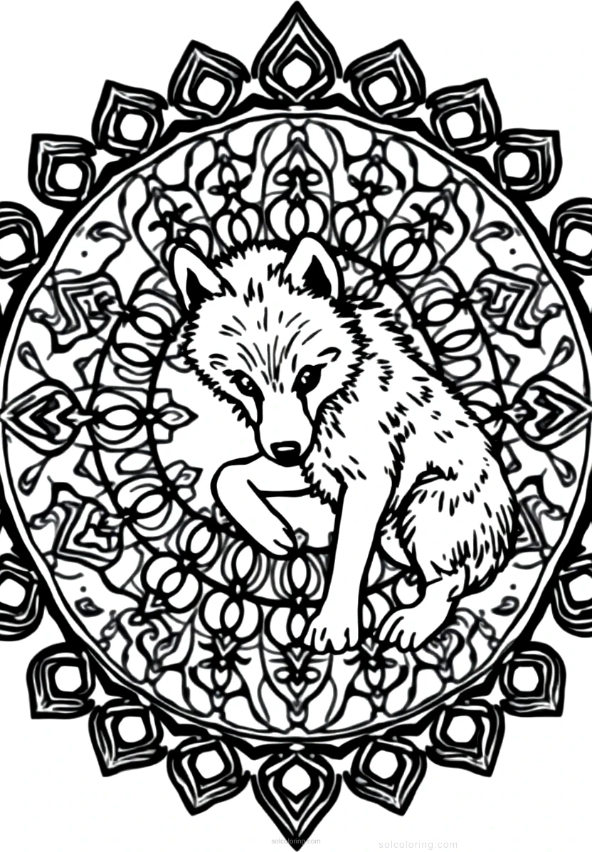 Wolf Pup Learning To Hunt coloring page for kids