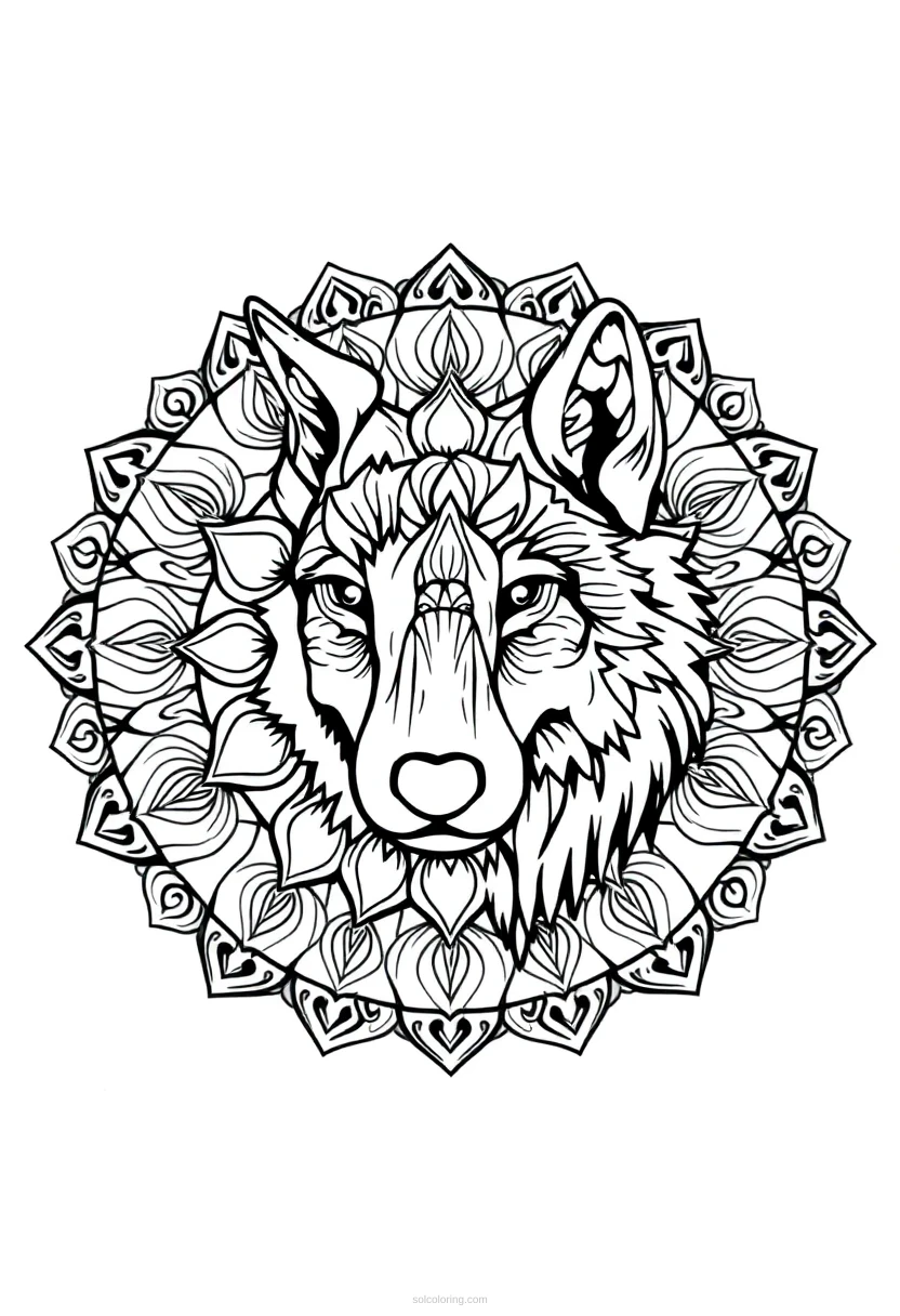 Wolf coloring page for kids