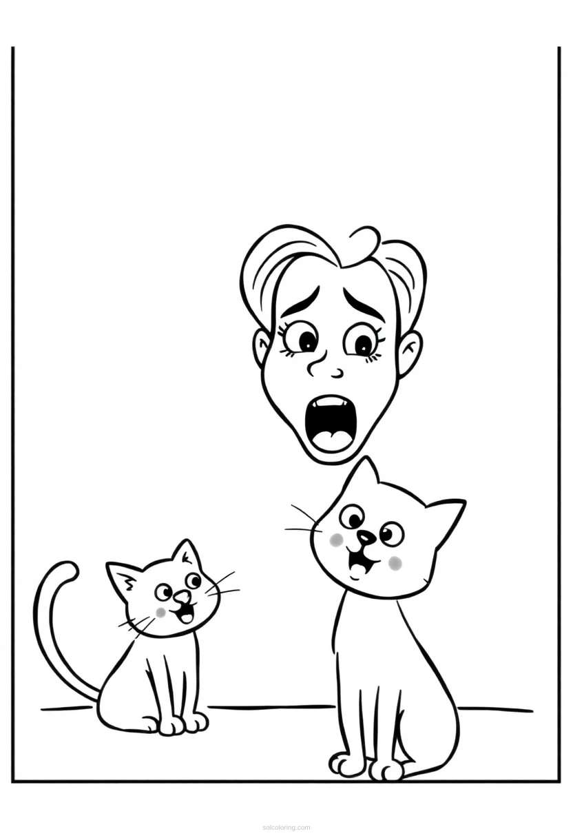 Woman Yelling At Cat coloring pages