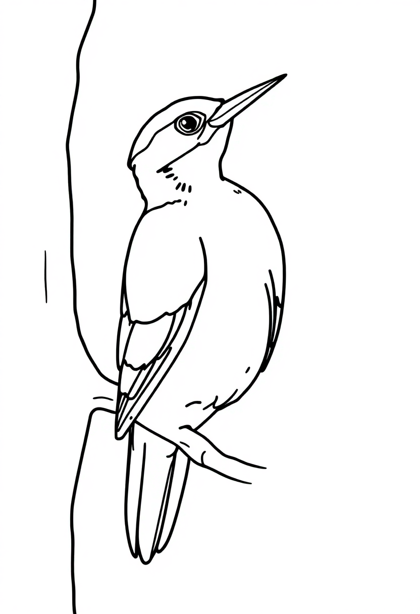 Woodpecker coloring page, free printable