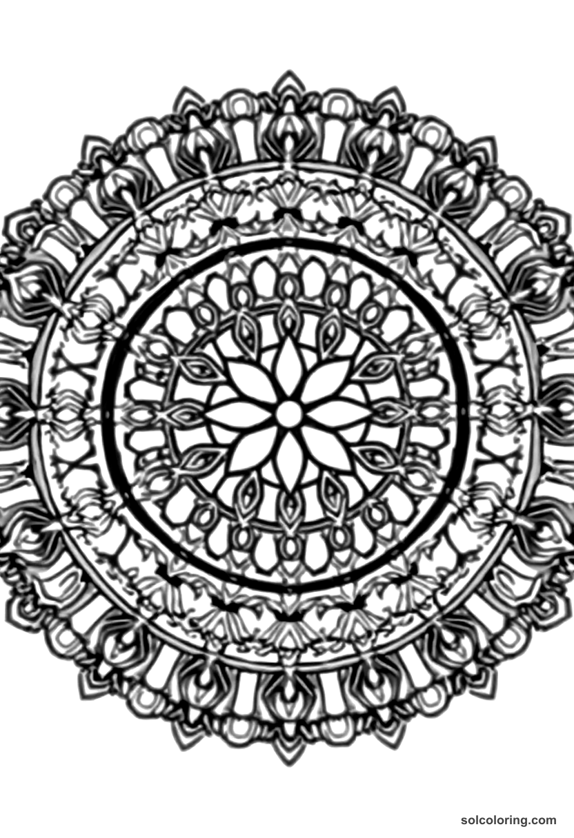 Mandala World War I Trenches coloring page, free printable mandala style