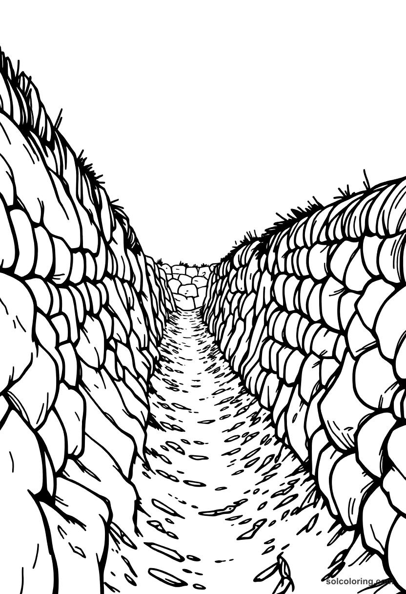Simple World War I Trenches coloring page, free printable simple style