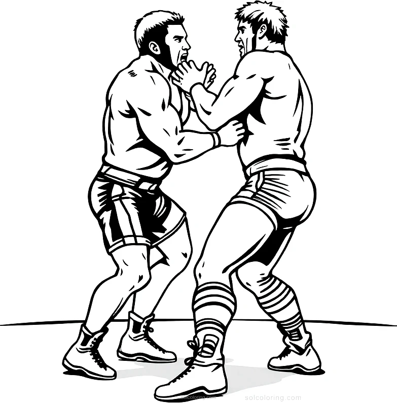 Wrestling Match Action coloring pages