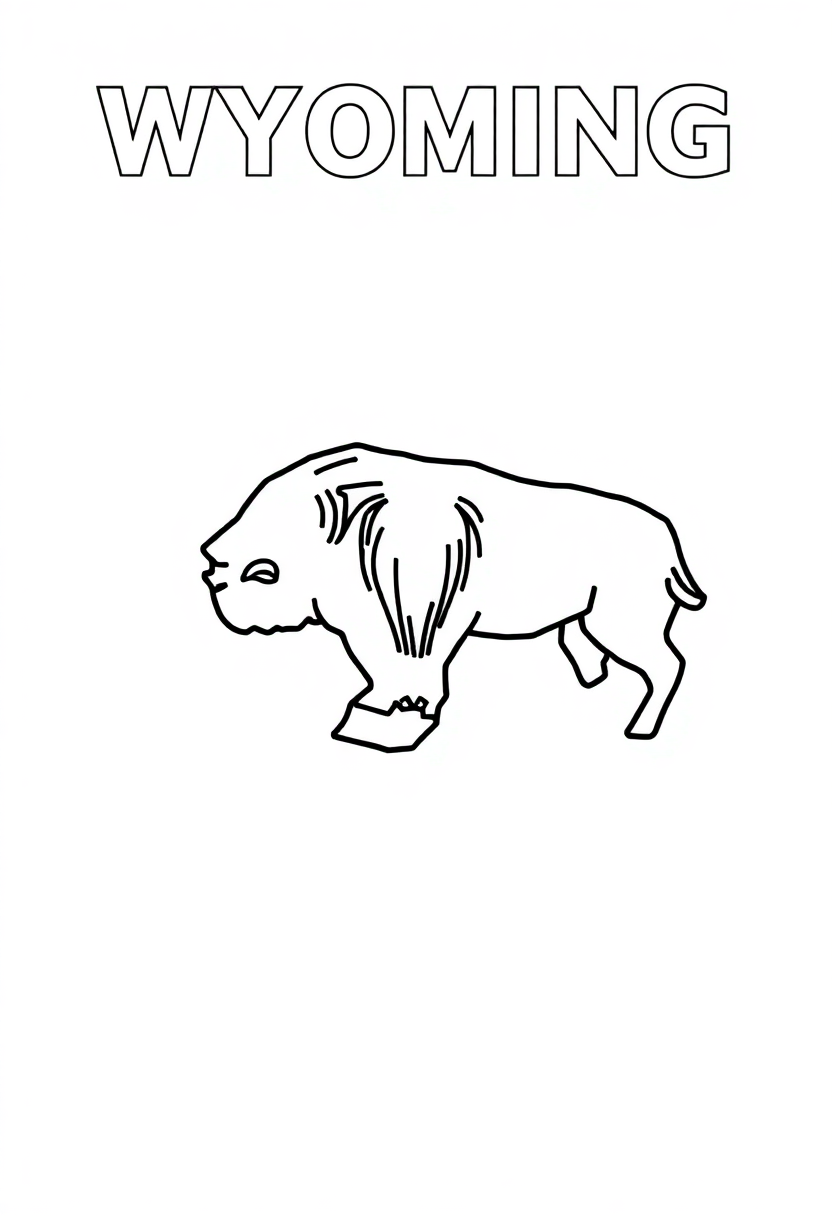 Wyoming State Flag coloring page, free printable