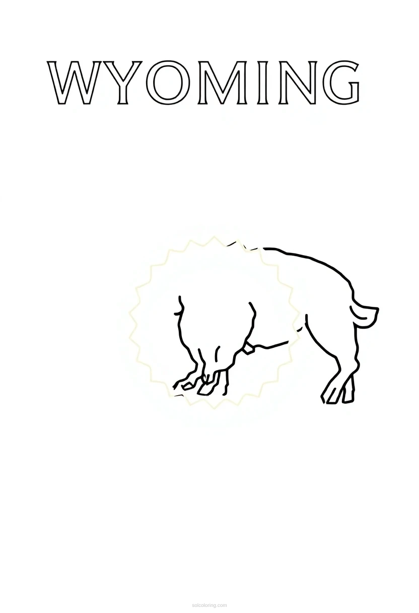 Wyoming State Flag coloring page for kids