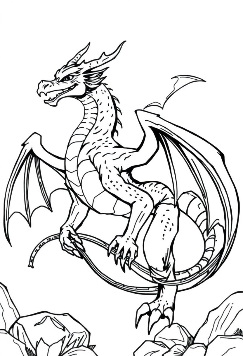 Wyvern coloring page, free printable