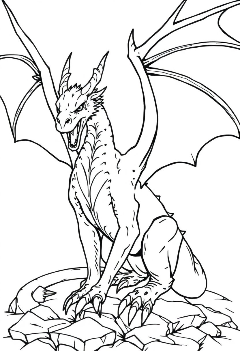 Wyvern coloring page, free printable