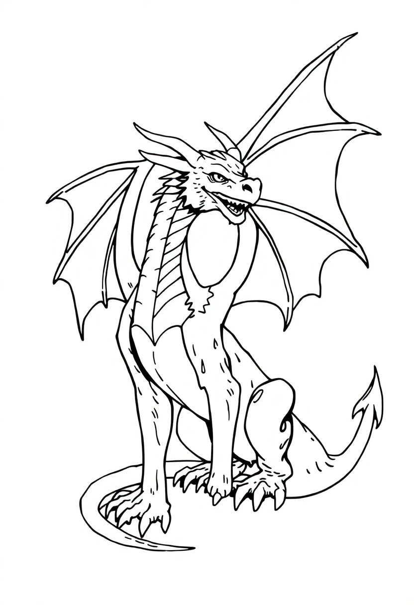 Wyvern coloring page, free printable