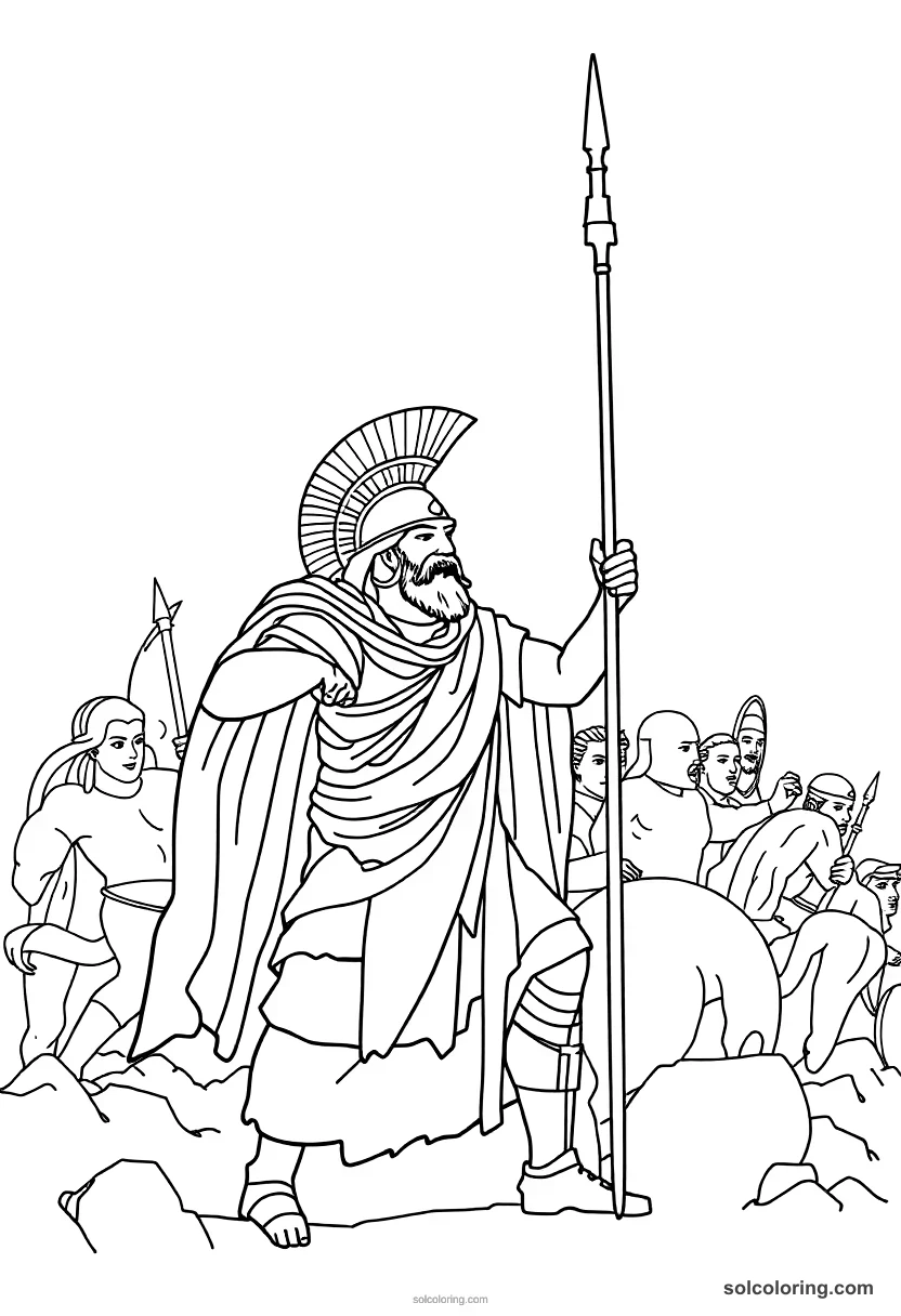Simple Xerxes I at the Battle of Thermopylae simple coloring page for kids