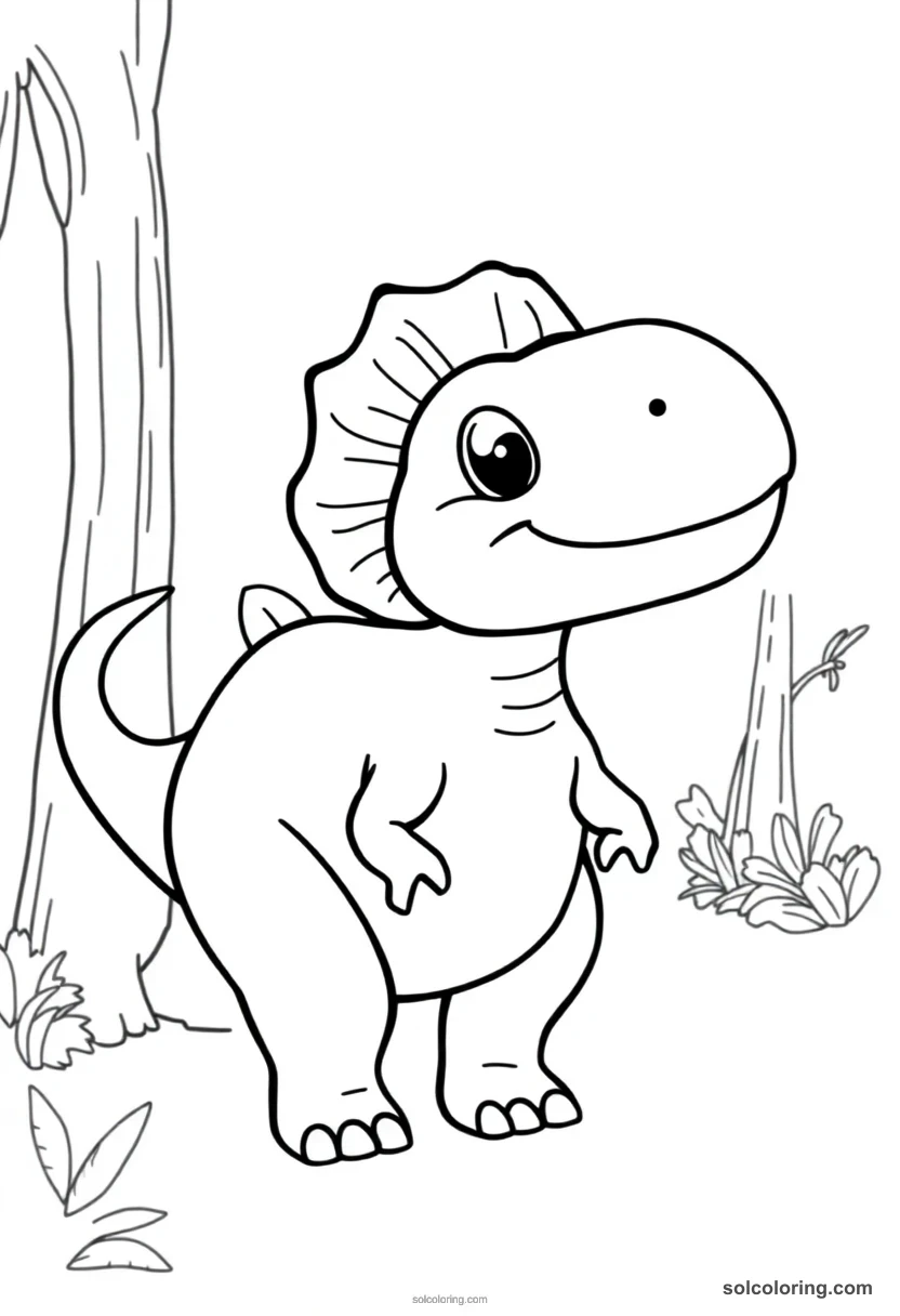 Cute Cartoon Yangchuanosaurus cute cartoon coloring page for kids