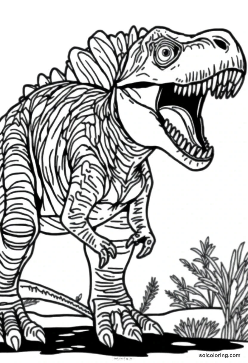 Yangchuanosaurus detailed coloring page for kids