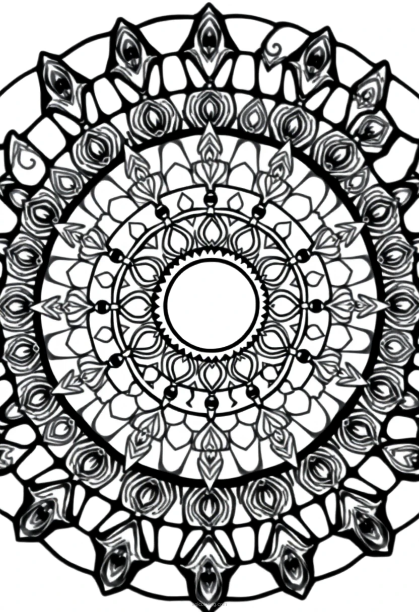 Yin Yang Balance Mandala coloring page for kids