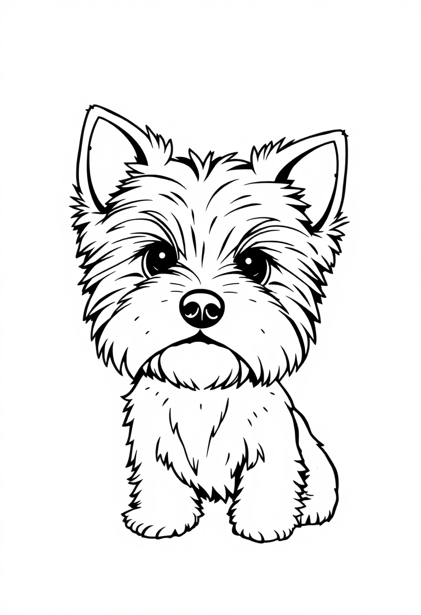 Yorkshire Terrier Portrait coloring page, free printable