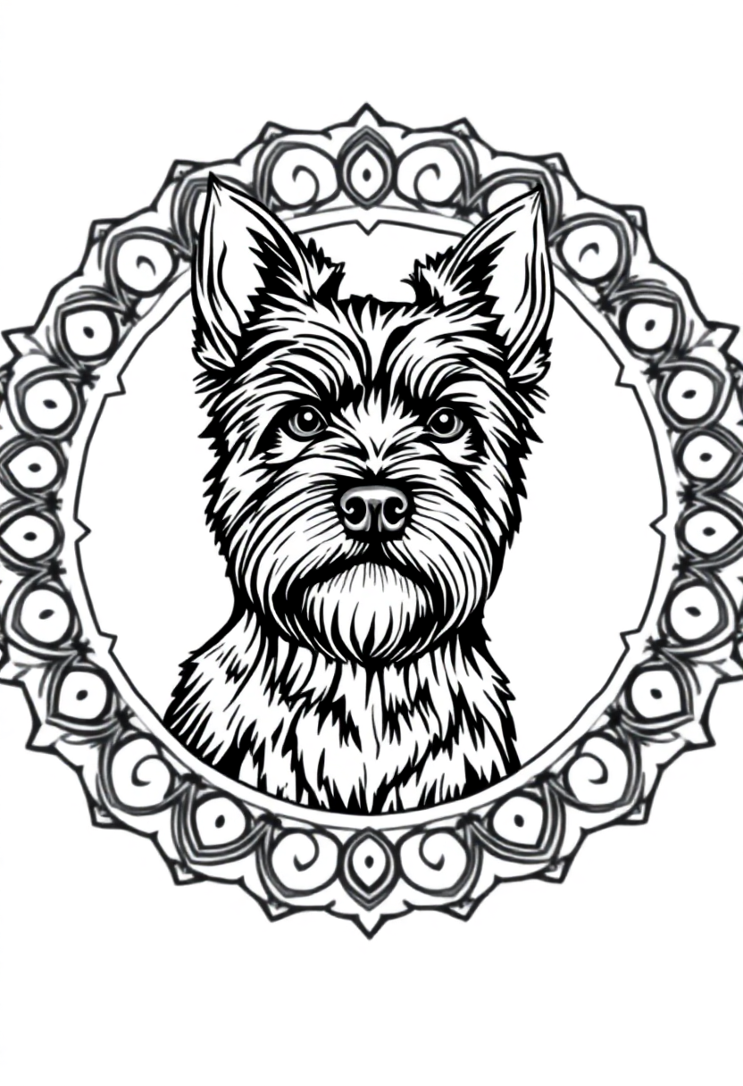 Yorkshire Terrier Portrait coloring page, free printable