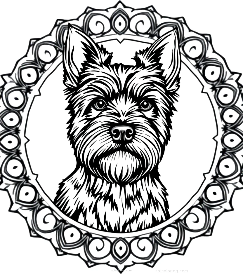 Yorkshire Terrier Portrait coloring page for kids