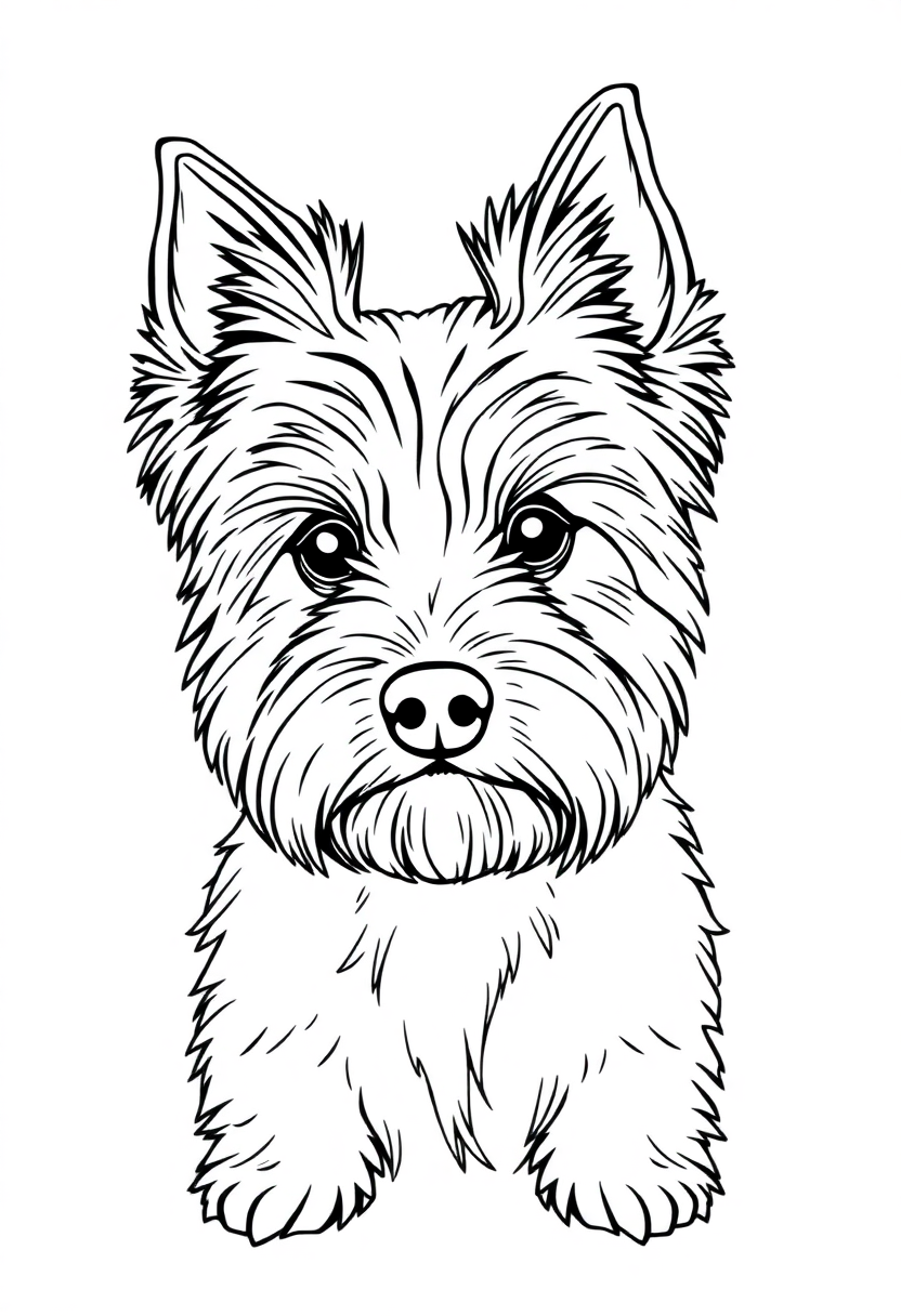 Yorkshire Terrier Portrait coloring page, free printable