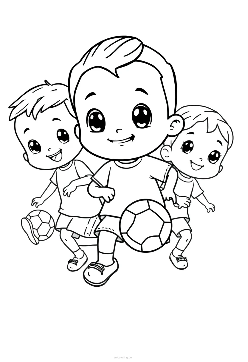 Young Kids Playing Soccer coloring page for kids