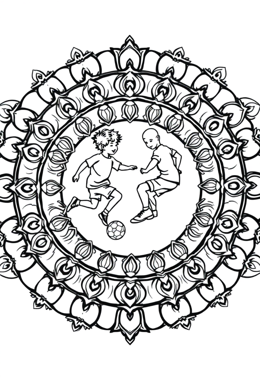 Young Kids Playing Soccer coloring page, free printable