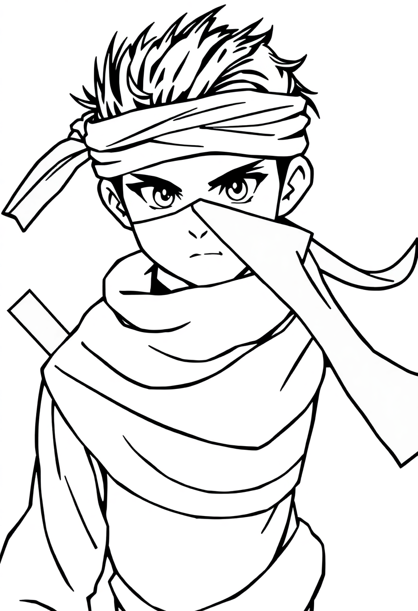 Young Ninja with Headband coloring page, free printable