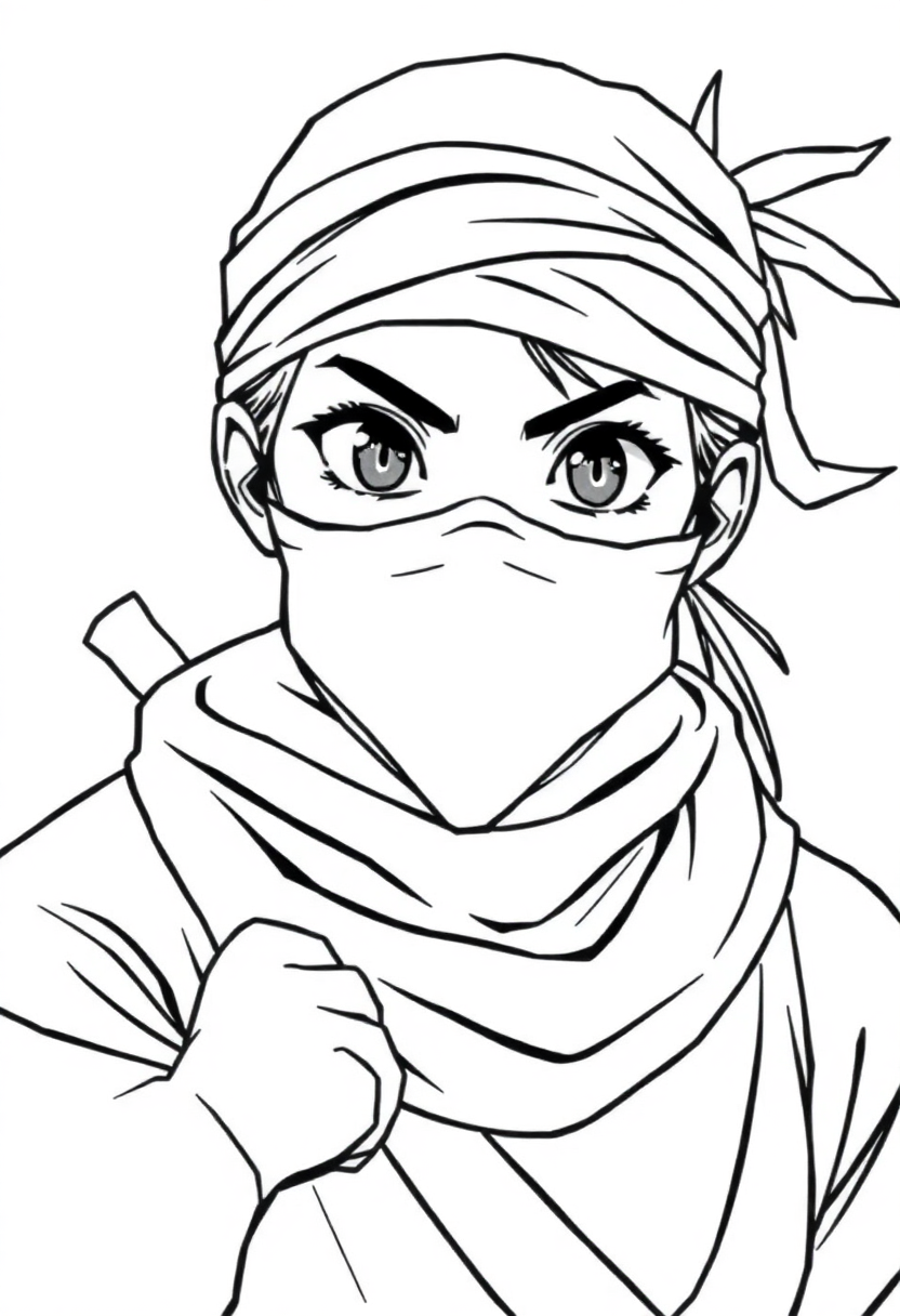 Young Ninja With Headband coloring pages