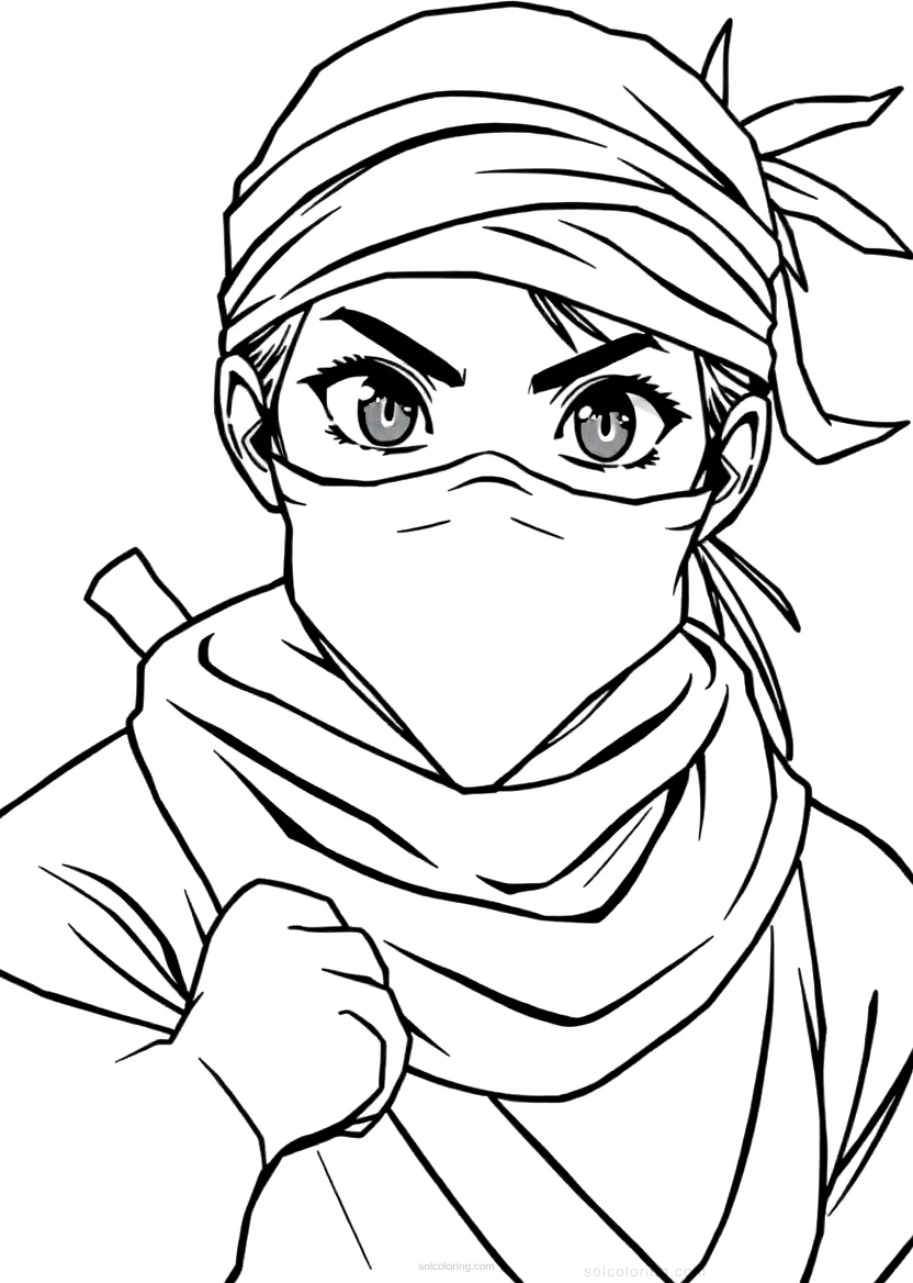 Young Ninja With Headband coloring pages