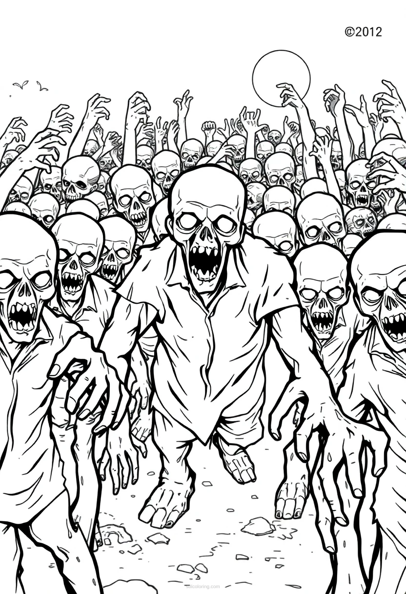 Zombie Horde coloring page for kids