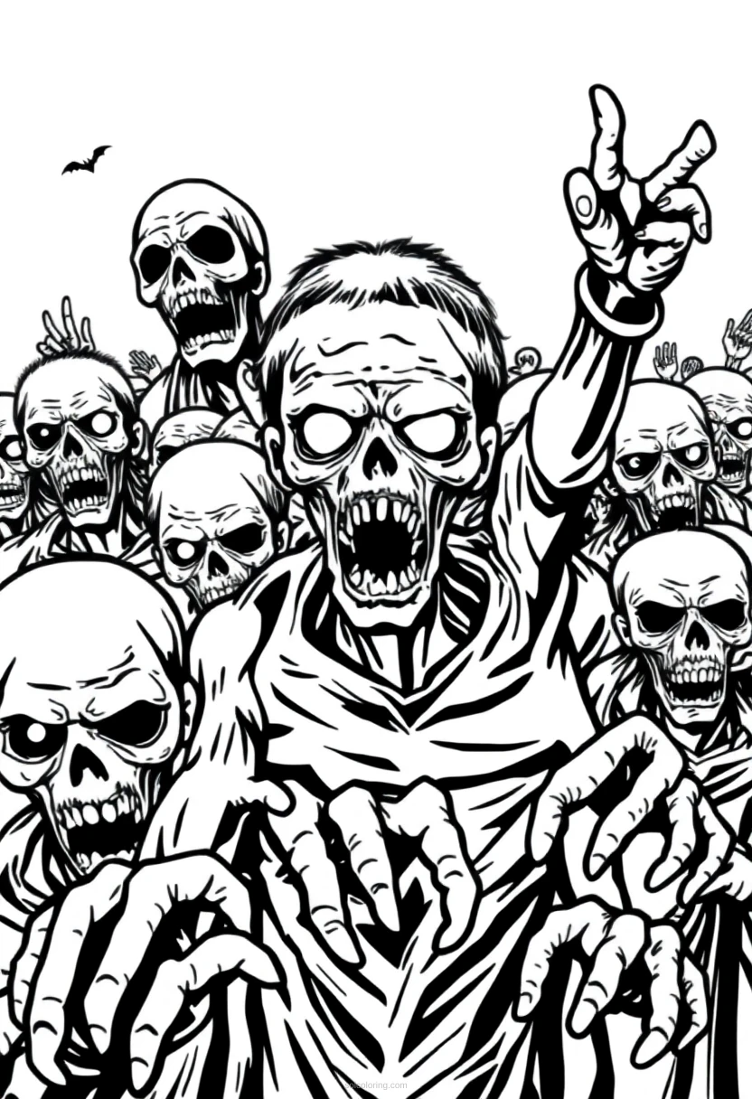 Zombie Horde coloring page for kids