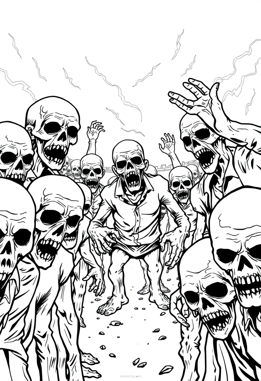 Zombie Horde coloring page for kids
