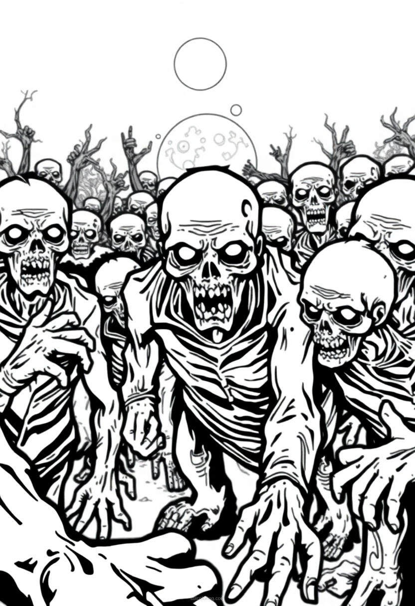 Zombie Horde coloring page for kids