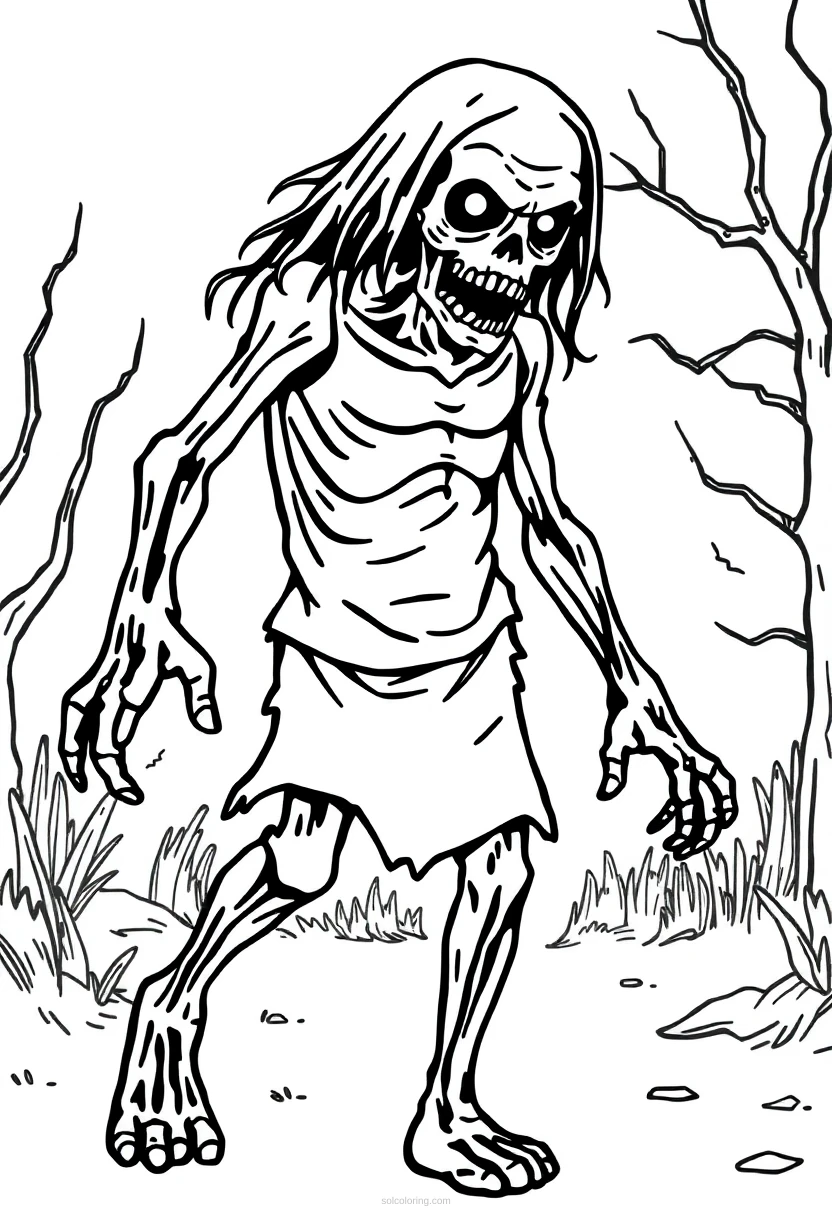 Zombie Walking coloring page for kids
