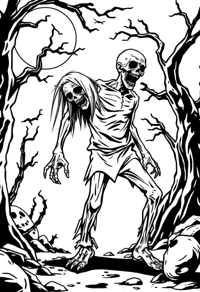 Zombie Walking coloring page for kids