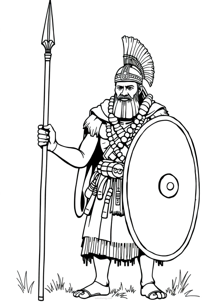Zulu Warrior with Spear and Shield coloring page for kids
